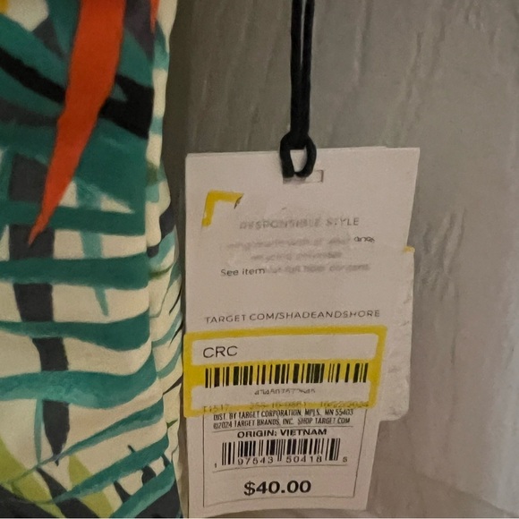 50) Womens Plunge Ring Detail One Piece Swimsuit Shade & Shore Tropical NWT XS - Picture 5 of 9